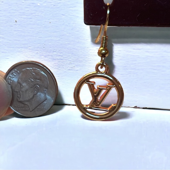 Upcycled LV Charm Dangle Earrings - Picture 5 of 7